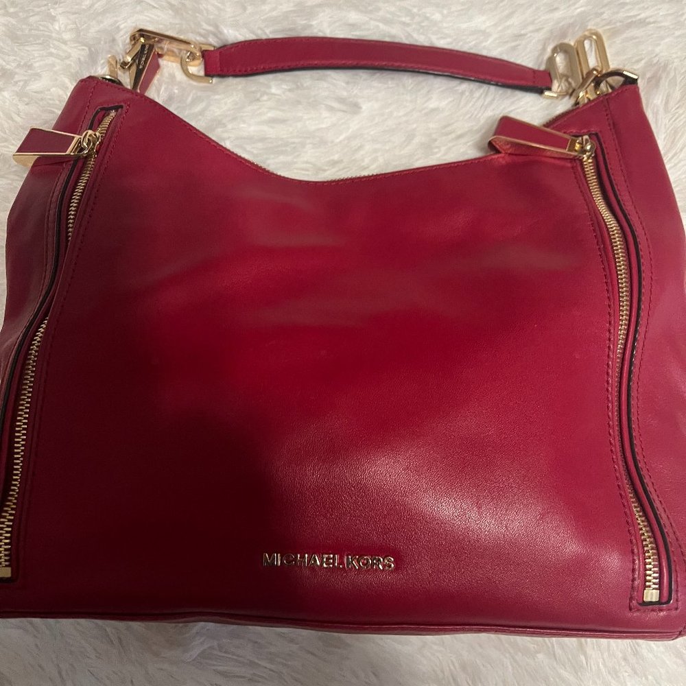 Michael Kors Leather Shoulder Bag Red